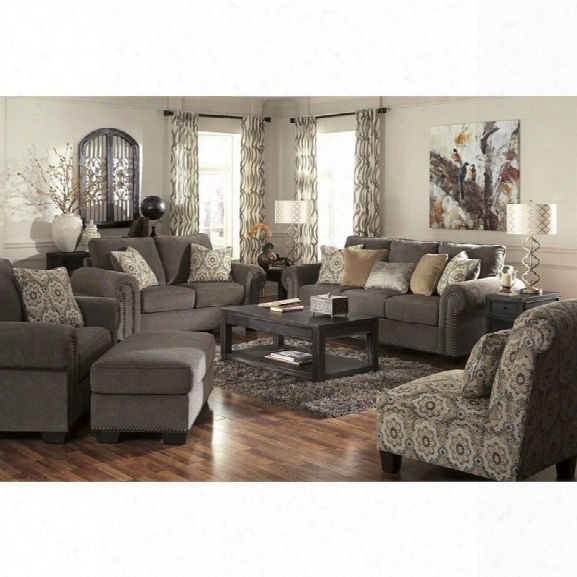 Ashley Emelen 5 Piece Chenille Sofa Set In Straw