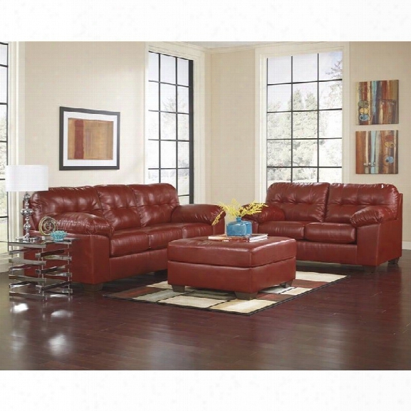 Ashley Furniture Alliston 2 Piece Leather Sofa Set With Ottoman