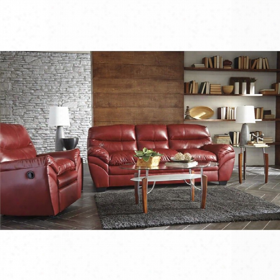 Ashley Tassler Durablend 2 Piece Sofa Set In Crimson