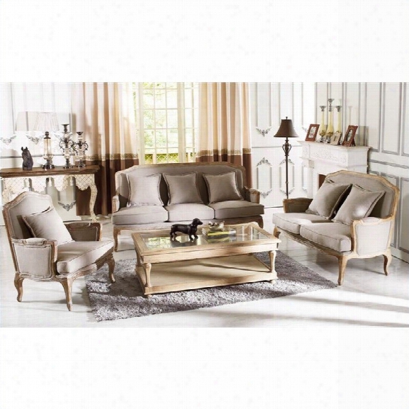 Baxton Studio Constanza 3 Piece French Sofa Set In Neutral Gray