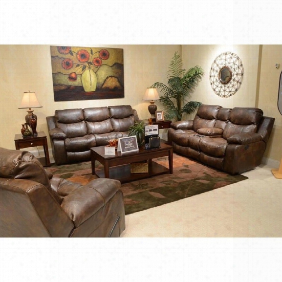 Catnapper Catalina 3 Piece Reclining Console Leather Sofa Set