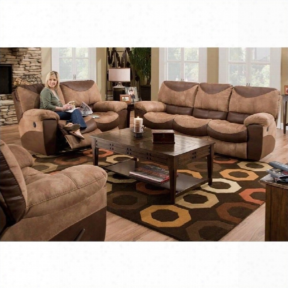 Catnapper Portman Reclining 3 Piece Sofa Set In Saddle And Chocolate