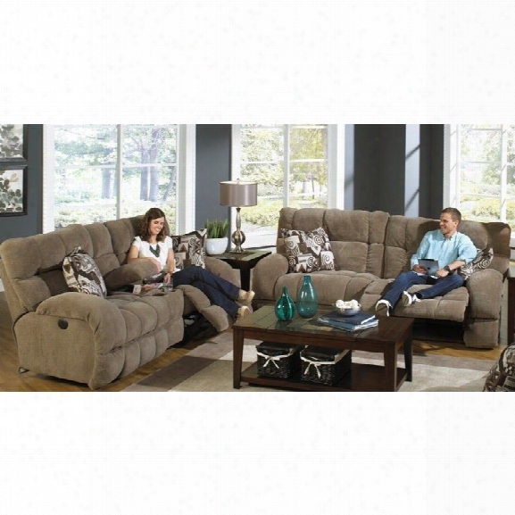 Catnapper Siesta Power Lay Flat 2 Piece Reclining Sofa In Porcini