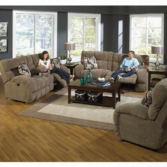 Catnapper Siesta Power Lay Flat 3 Piece Reclining Sofa In Porciini