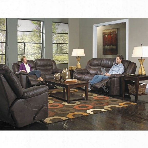 Catnapper Valiant Drop Down Table Power Reclining Sofa Set In Coffee