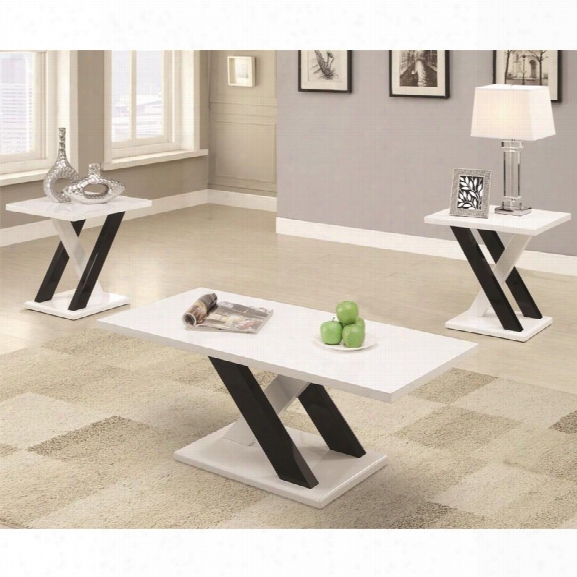 Coaster 3 Piece Coffee Table Set In White