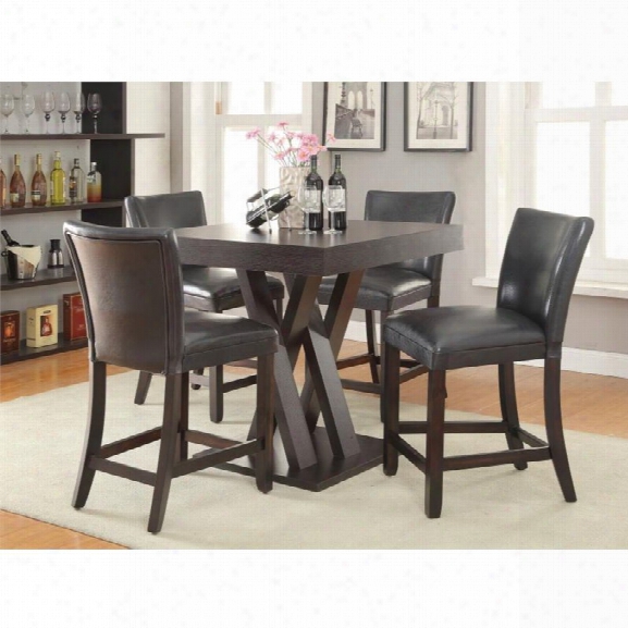 Coaster 5 Piece Counter Height Dining Set In Cappuccino
