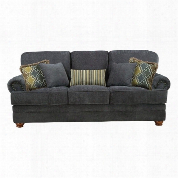 Coaster Colton Traditional Upholstered Sofa In Smokey Grey