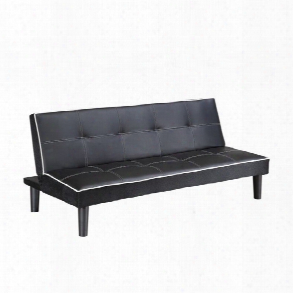 Coaster Faux Leather Sleeper Sofa In Black