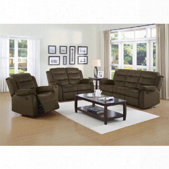 Coaster Rodman 3 Piece Reclining Sofa Set In Two Tone Chocolate