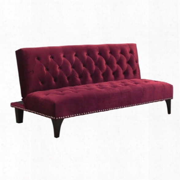 Coaster Upholstered Sleeper Sofa In Burgundy