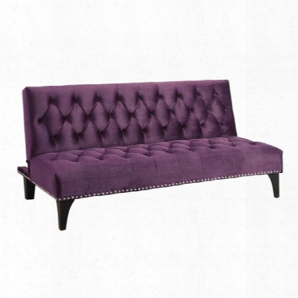 Coaster Upholstered Sleeper Sofa In Purple