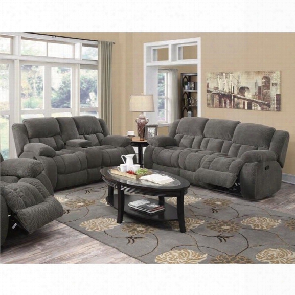 Coaster Weissman 2 Piece Reclining Sofa Set In Gray