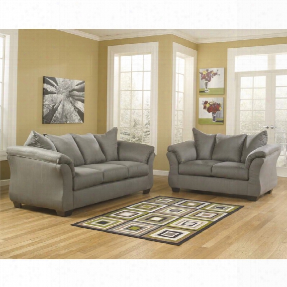 Flash Furniture 2 Piece Fabric Sofa Set In Cobblestone