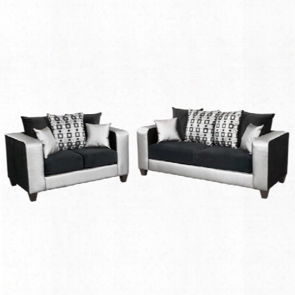 Flash Furniture 2 Piece Implosion Velvet Sofa Set In Black And Silver