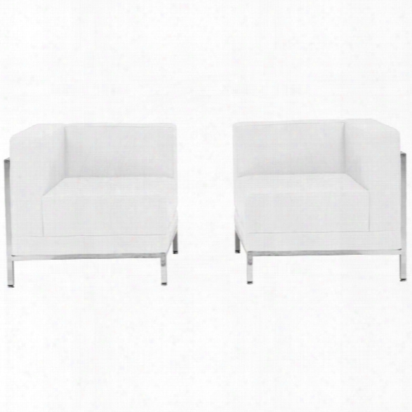 Flash Furniture 2 Piece Leather Reception Sofa Set In White