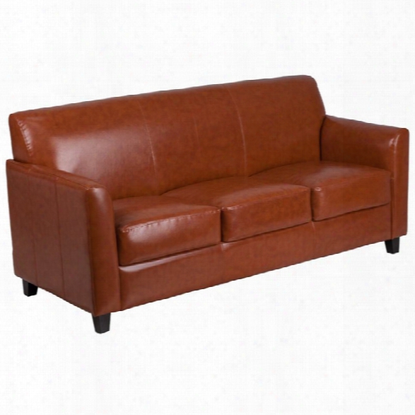 Flash Furniture Diplomat Faux Leather Sofa In Cognac
