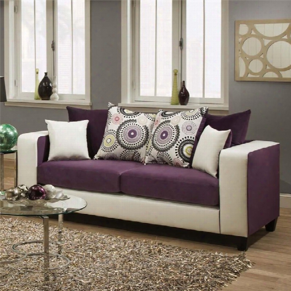 Flash Furniture Implosion Velvet Sofa In Purple And White