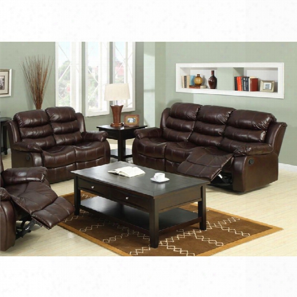 Furniture Of America Anchester 2 Piece Sofa Set In Dark Brown