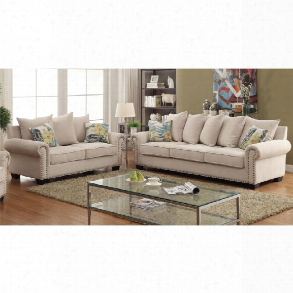 Furniture Of America Belinda 2 Piece Fabric Sofa Set In Ivory