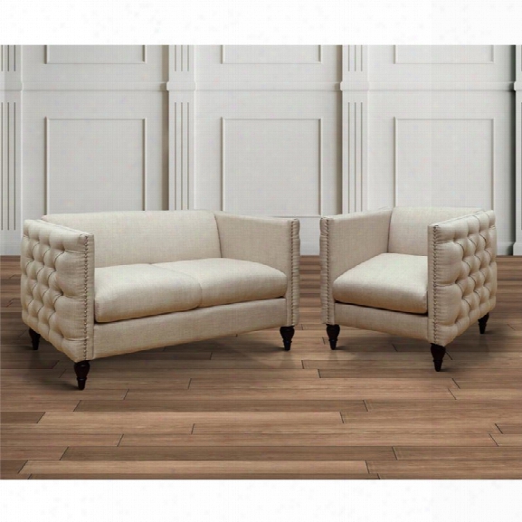 Furniture Of America Bently Tufted 2 Piece Love Seat Set In Beige