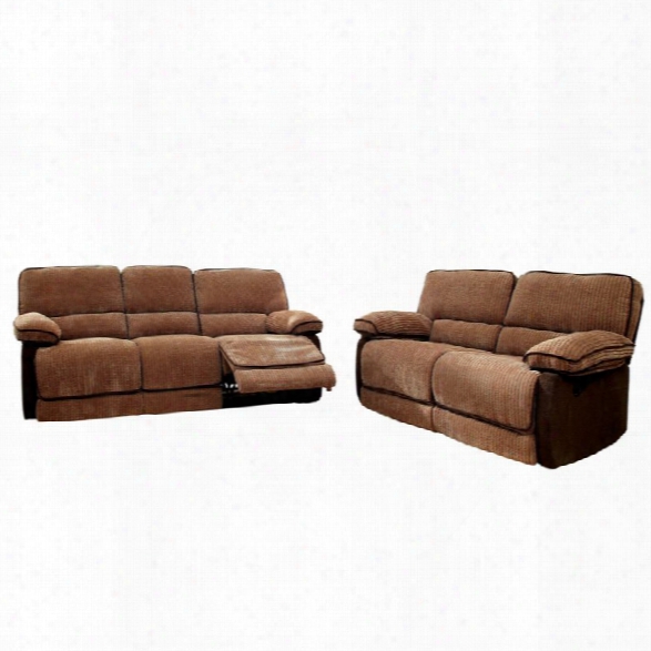 Furniture Of America Bernard 2 Piece Sofa Set In Brown And Dark Brown