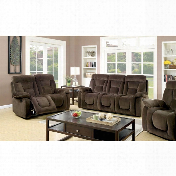 Furniture Of America Boyce Flannelette 3 Piece Reclining Set In Brown