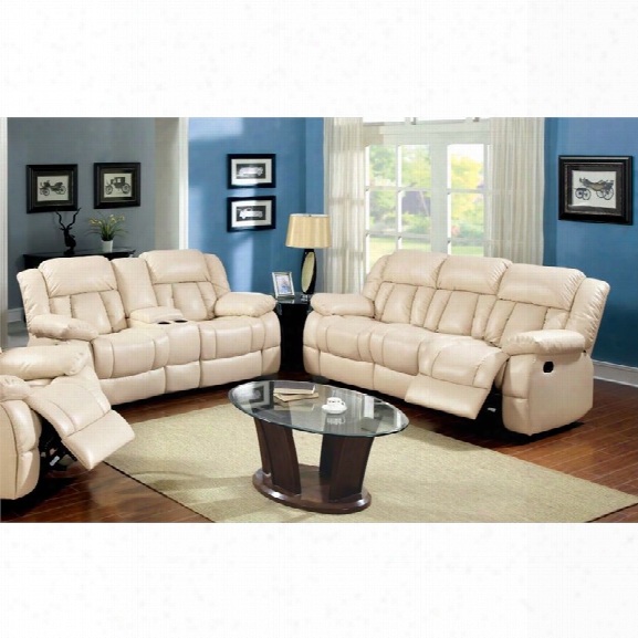 Furniture Of America Carrell 2 Piece Leather Reclining Sofa Set