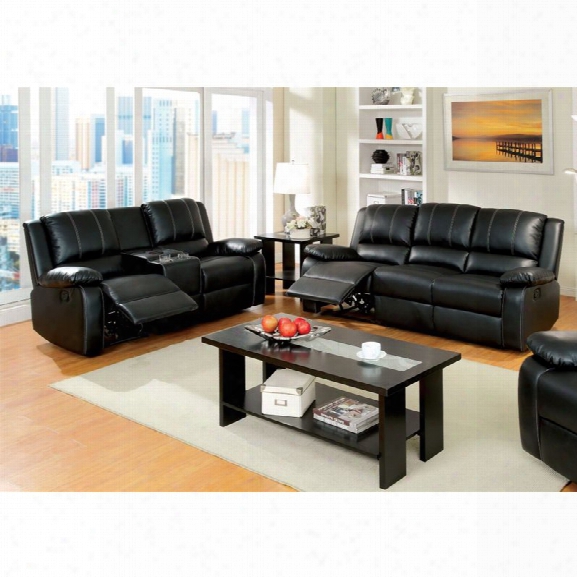 Furniture Of America Chaplin 2 Piece Leather Match Reclining Sofa Set