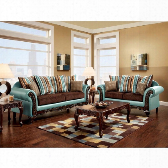 Furniture Of America Chesta 2 Piece Faux Leather Sofa Set