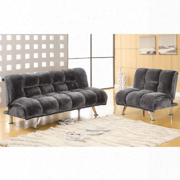 Furniture Of America Edlee 2 Piece Fabric Futon Sofa Set In Grey