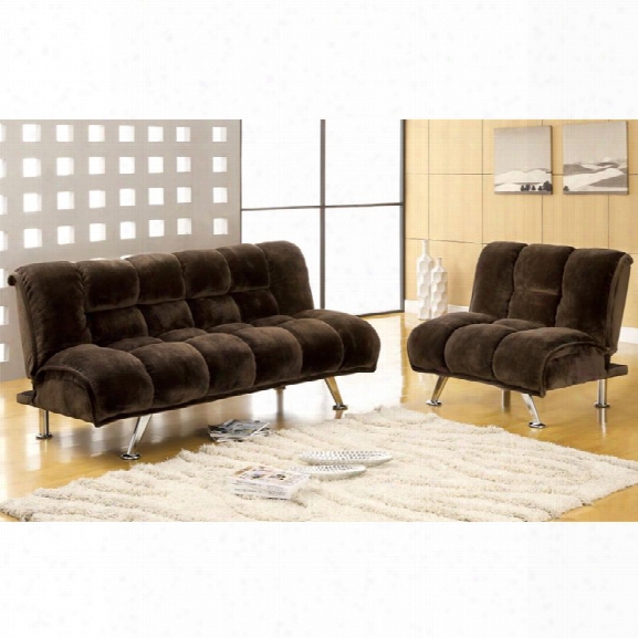 Furniture Of America Edlee 2 Piece Futon Sofa Set In Dark Brown