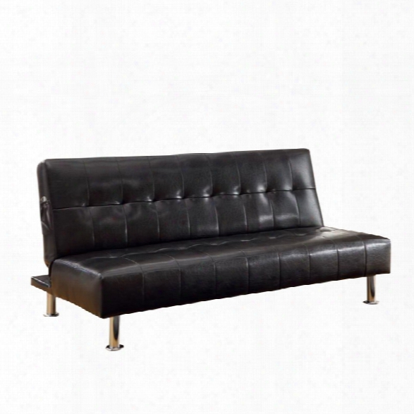 Furniture Of America Hollie Faux Leather Sleeper Sofa Bed In Black