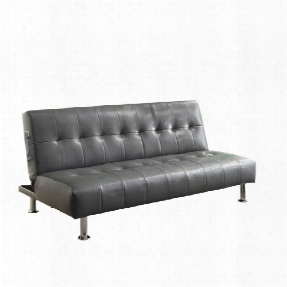 Furniture Of America Hollie Faux Leather Sleeper Sofa Bed In Gray