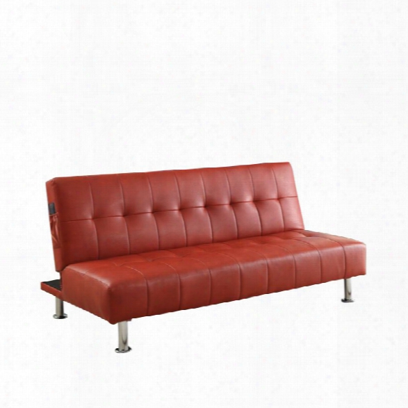 Furniture Of America Hollie Faux Leather Seeper Sofa Bed In Red