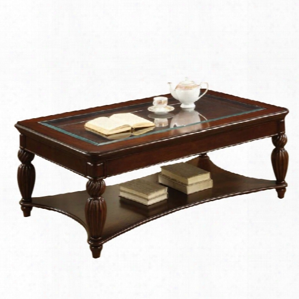 Furniture Of America Ittilic Shelf Storage Coffee Table In Dark Cherry