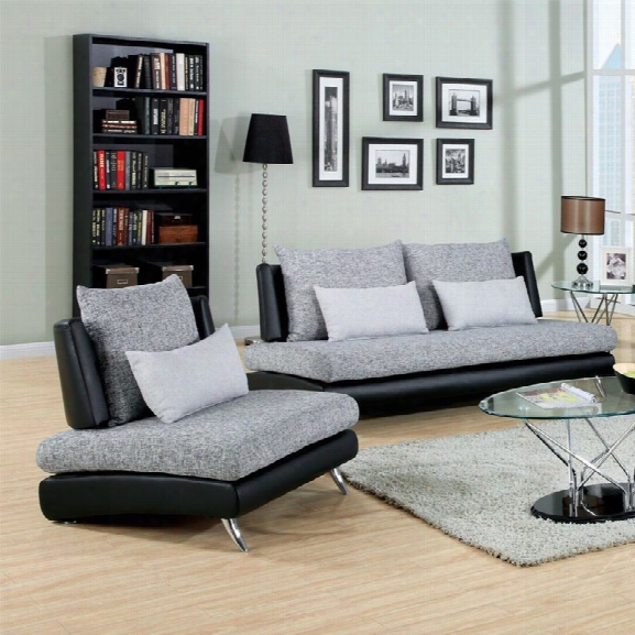 Furniture Of America Justin 2 Piece Sofa Set In Black And Gray