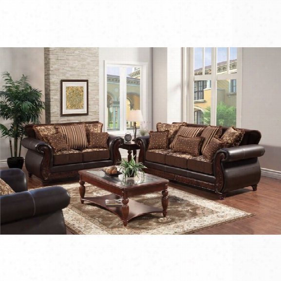 Furniture Of America Lozano 3 Piece Sofa Set In Dark Brown