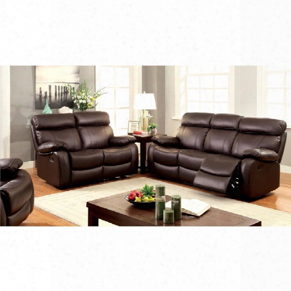 Furniture Of America Marrona 3 Piece Grain Leather Reclining Sofa Set