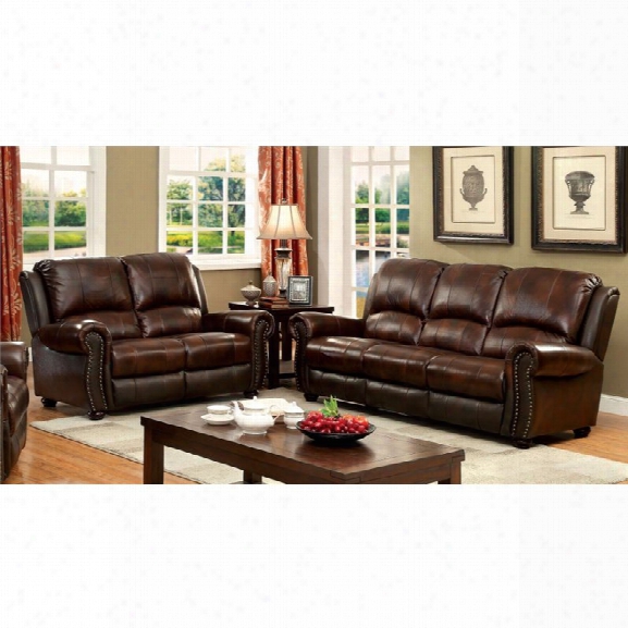 Furniture Of America Mattice 2 Piece Top Grani Leather Match Sofa Set