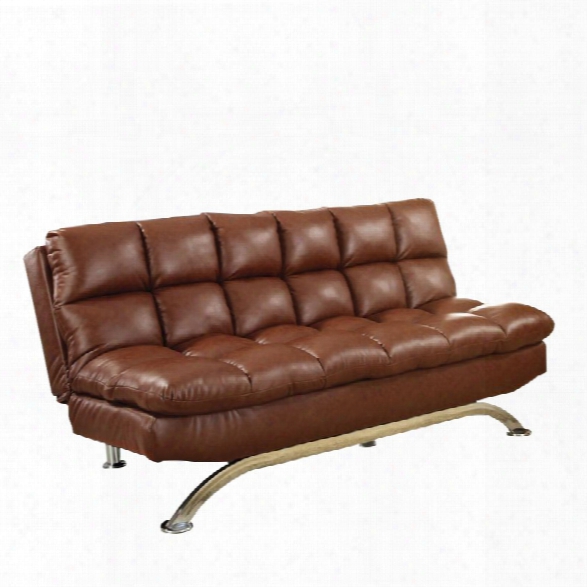 Furniture Of America Moore Faux Leather Sofa Bed In Reddish Brown