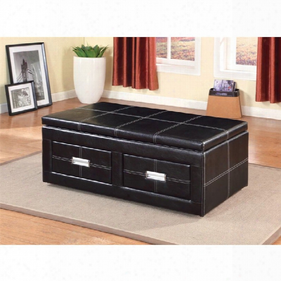 Furniture Of America Mullan Leather Lift Top Storage Bench In Espresso