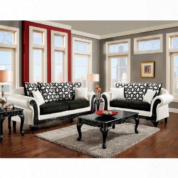 Furniture Of America Ownby 2 Piece Sofa Set In Black And White