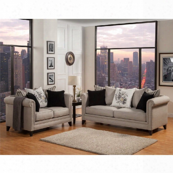 Furniture Of America Philson 2 Piece Upholstered Sofa Set In Taupe