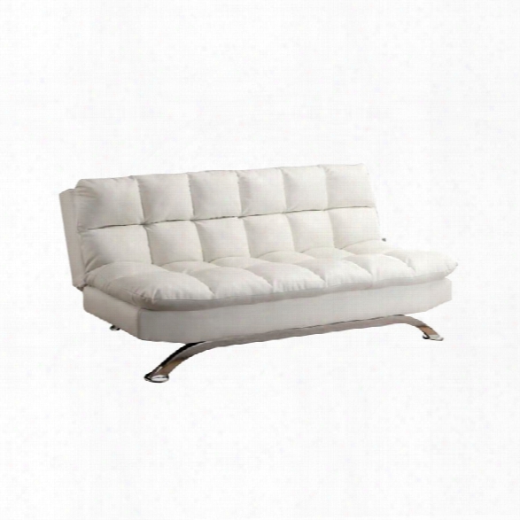 Furniture Of America Preston Tufted Leather Sleeper Sofa Bed In White