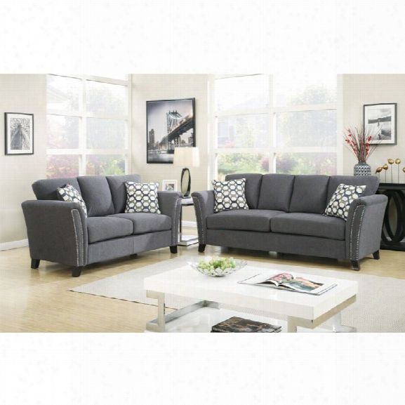 Furniture Of America Shirley Fabric 2 Piece Sofa Set In Gray