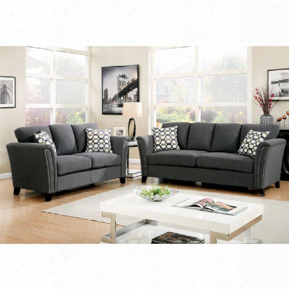 Furniture Of America Shirley Fabric 3 Piece Sofa Set In Gray