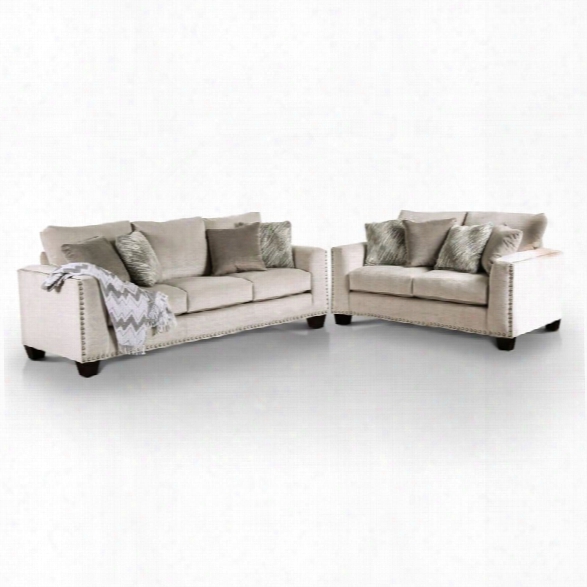 Furniture Of America Sophie 2 Piece Fabric Sofa Set In Light Mocha
