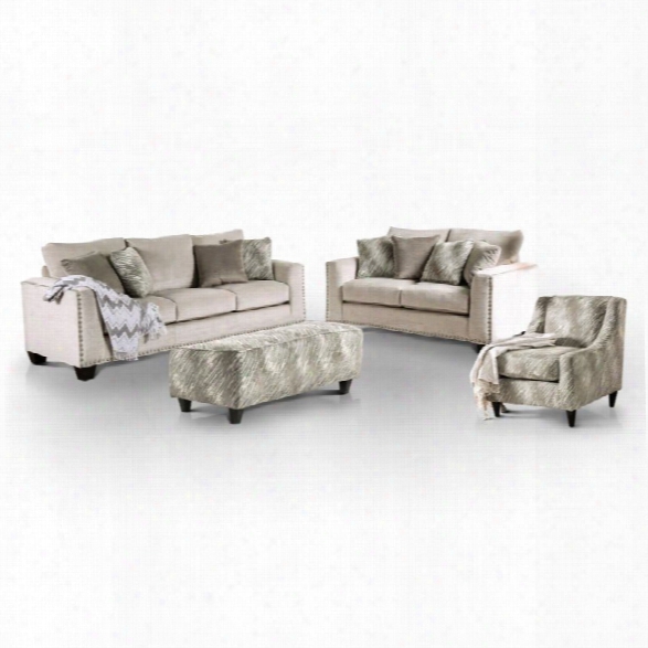 Furniture Of America Sophie 4 Piece Fabric Sofa Set In Light Mocha