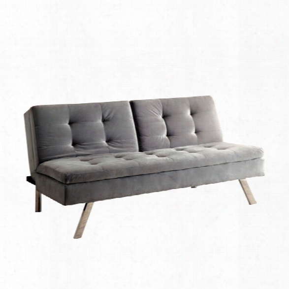 Furniture Of America Stevens Tufted Fabric Sleeper Sofa Bed In Gray